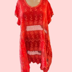 Johnny Was Red Tunic Sz XS